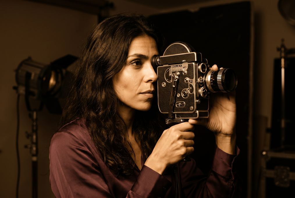 Director with a Bolex cinema camera
